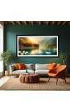 Nature Landscape Floating Frame Scenery Digital Print - (I5719) - 12x24 inch Modern Nature Wall Art for Living Room, Bedroom, Office, Hotels, Drawing Room
