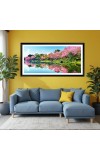 Nature Landscape Floating Frame Scenery Digital Print - (I5538) - 12x24 inch Modern Nature Wall Art for Living Room, Bedroom, Office, Hotels, Drawing Room