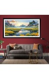 Nature Landscape Floating Frame Scenery Digital Print - (I5840) - 12x24 inch Modern Nature Wall Art for Living Room, Bedroom, Office, Hotels, Drawing Room
