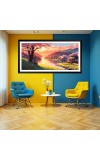 Nature Landscape Floating Frame Scenery Digital Print - (I5785) - 24x48 inch Modern Nature Wall Art for Living Room, Bedroom, Office, Hotels, Drawing Room