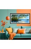Nature Landscape Floating Frame Scenery Digital Print - (I5600) - 12x24 inch Modern Nature Wall Art for Living Room, Bedroom, Office, Hotels, Drawing Room