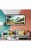 Nature Landscape Floating Frame Scenery Digital Print - (I5802) - 12x24 inch Modern Nature Wall Art for Living Room, Bedroom, Office, Hotels, Drawing Room