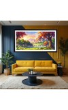 Nature Landscape Floating Frame Scenery Digital Print - (I5617) - 12x24 inch Modern Nature Wall Art for Living Room, Bedroom, Office, Hotels, Drawing Room