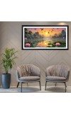 Nature Landscape Floating Frame Scenery Digital Print - (I5592) - 12x24 inch Modern Nature Wall Art for Living Room, Bedroom, Office, Hotels, Drawing Room
