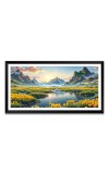 Nature Landscape Floating Frame Scenery Digital Print - (I5840) - 12x24 inch Modern Nature Wall Art for Living Room, Bedroom, Office, Hotels, Drawing Room