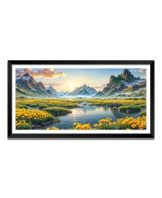 Nature Landscape Floating Frame Scenery Digital Print - (I5840) - 12x24 inch Modern Nature Wall Art for Living Room, Bedroom, Office, Hotels, Drawing Room