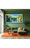 Nature Landscape Floating Frame Scenery Digital Print - (I5589) - 12x24 inch Modern Nature Wall Art for Living Room, Bedroom, Office, Hotels, Drawing Room