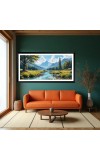 Nature Landscape Floating Frame Scenery Digital Print - (I5716) - 12x24 inch Modern Nature Wall Art for Living Room, Bedroom, Office, Hotels, Drawing Room