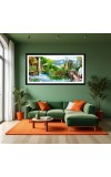 Nature Landscape Floating Frame Scenery Digital Print - (I5896) - 12x24 inch Modern Nature Wall Art for Living Room, Bedroom, Office, Hotels, Drawing Room