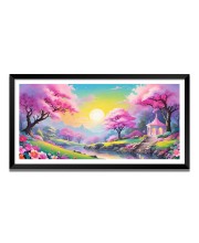 Nature Landscape Floating Frame Scenery Digital Print - (I5720) - 12x24 inch Modern Nature Wall Art for Living Room, Bedroom, Office, Hotels, Drawing Room