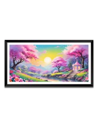 Nature Landscape Floating Frame Scenery Digital Print - (I5720) - 12x24 inch Modern Nature Wall Art for Living Room, Bedroom, Office, Hotels, Drawing Room