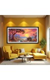 Nature Landscape Floating Frame Scenery Digital Print - (I5570) - 12x24 inch Modern Nature Wall Art for Living Room, Bedroom, Office, Hotels, Drawing Room