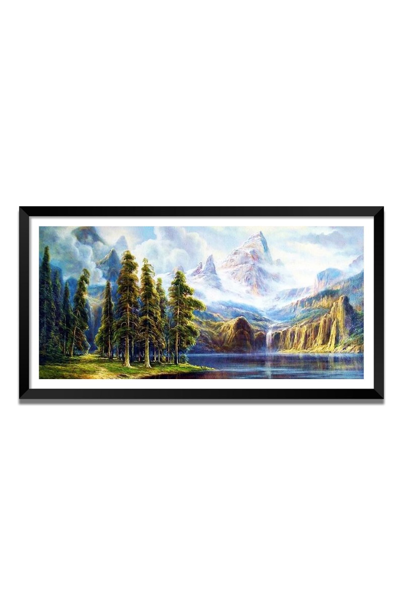 Nature Landscape Floating Frame Scenery Digital Print - (I5563) - 12x24 inch Modern Nature Wall Art for Living Room, Bedroom, Office, Hotels, Drawing Room