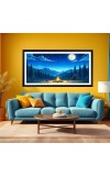 Nature Landscape Floating Frame Scenery Digital Print - (I5558) - 12x24 inch Modern Nature Wall Art for Living Room, Bedroom, Office, Hotels, Drawing Room
