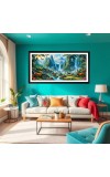 Nature Landscape Floating Frame Scenery Digital Print - (I5900) - 18x36 inch Modern Nature Wall Art for Living Room, Bedroom, Office, Hotels, Drawing Room