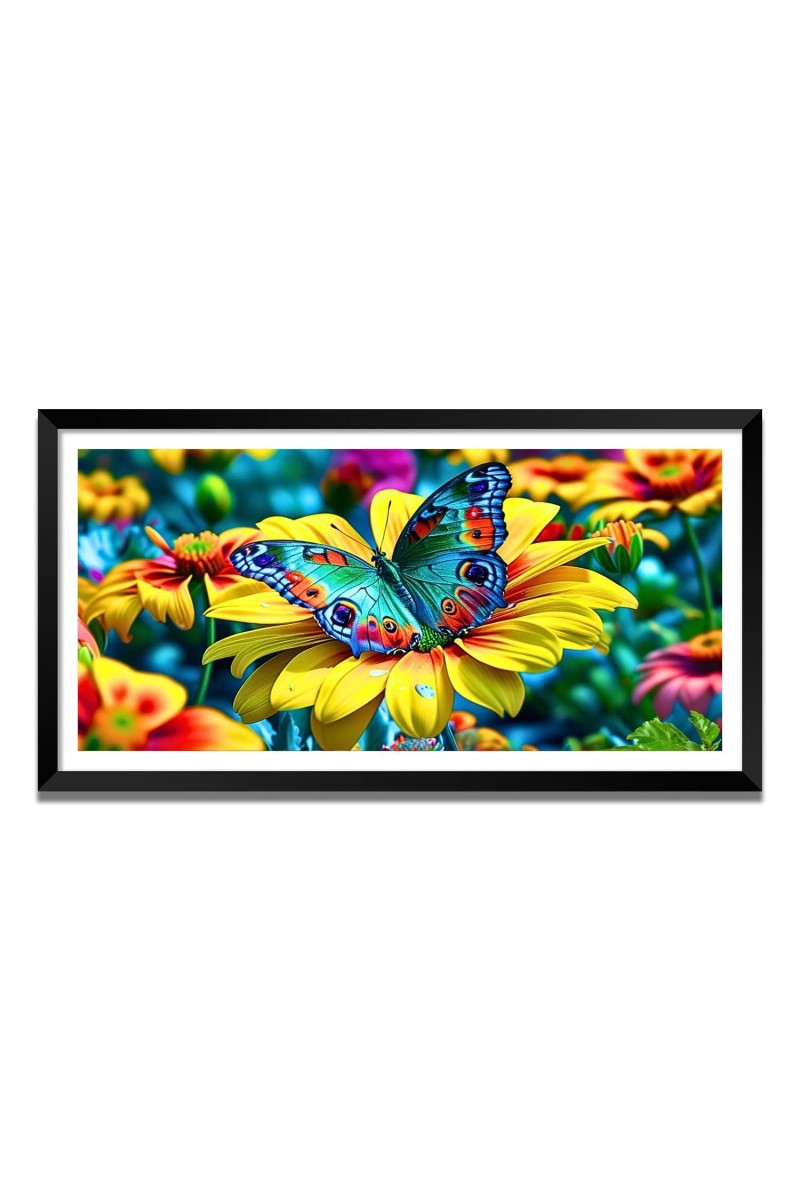 Nature Landscape Floating Frame Scenery Digital Print - (I5867) - 12x24 inch Modern Nature Wall Art for Living Room, Bedroom, Office, Hotels, Drawing Room