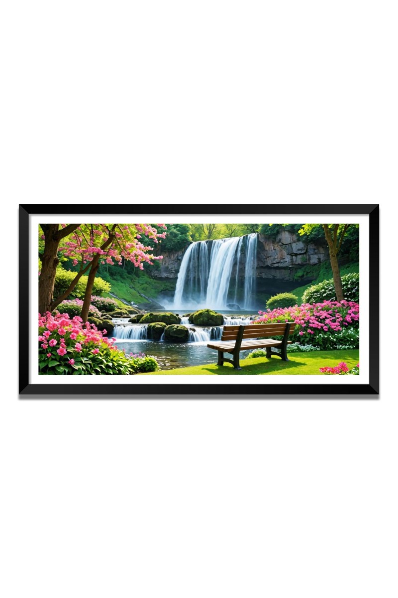 Nature Landscape Floating Frame Scenery Digital Print - (I5811) - 12x24 inch Modern Nature Wall Art for Living Room, Bedroom, Office, Hotels, Drawing Room