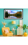 Nature Landscape Floating Frame Scenery Digital Print - (I5893) - 12x24 inch Modern Nature Wall Art for Living Room, Bedroom, Office, Hotels, Drawing Room