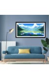 Nature Landscape Floating Frame Scenery Digital Print - (I5878) - 12x24 inch Modern Nature Wall Art for Living Room, Bedroom, Office, Hotels, Drawing Room
