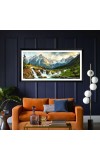 Nature Landscape Floating Frame Scenery Digital Print - (I5776) - 12x24 inch Modern Nature Wall Art for Living Room, Bedroom, Office, Hotels, Drawing Room