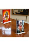 Sri Krishna With Cow Acrylic T-Style Photo Stand - 11x13 Inches, Compact and Stylish Spiritual Display, easily change 2 photos (Pack of 1)