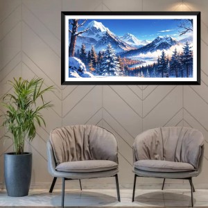 Nature Landscape Floating Frame Scenery Digital Print - (I5625) - 12x24 inch Modern Nature Wall Art for Living Room, Bedroom, Office, Hotels, Drawing Room