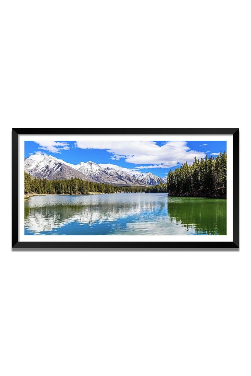 Nature Landscape Floating Frame Scenery Digital Print - (I5870) - 12x24 inch Modern Nature Wall Art for Living Room, Bedroom, Office, Hotels, Drawing Room
