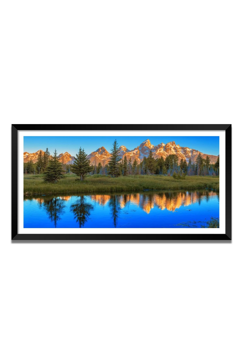Nature Landscape Floating Frame Scenery Digital Print - (I5841) - 12x24 inch Modern Nature Wall Art for Living Room, Bedroom, Office, Hotels, Drawing Room