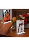 Sri Sri Pranabananda and Sri Sri Yogadananda Acrylic T-Style Photo Stand - 11x13 Inches, Compact and Stylish Spiritual Display, easily change 2 photos (Pack of 1)