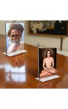 Sri Onkarnath Thakur and Sri Babbaji Acrylic T-Style Photo Stand, Compact and Stylish Spiritual Display, easily change 2 photos (Pack of 1)