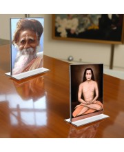 Sri Onkarnath Thakur and Sri Babbaji Acrylic T-Style Photo Stand - 11x13 Inches, Compact and Stylish Spiritual Display, easily change 2 photos (Pack of 1)