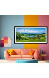 Nature Landscape Floating Frame Scenery Digital Print - (I5857) - 12x24 inch Modern Nature Wall Art for Living Room, Bedroom, Office, Hotels, Drawing Room