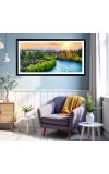 Nature Landscape Floating Frame Scenery Digital Print - (I5705) - 12x24 inch Modern Nature Wall Art for Living Room, Bedroom, Office, Hotels, Drawing Room