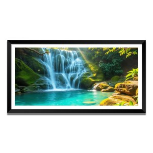 Nature Landscape Floating Frame Scenery Digital Print - (I5657) - 12x24 inch Modern Nature Wall Art for Living Room, Bedroom, Office, Hotels, Drawing Room
