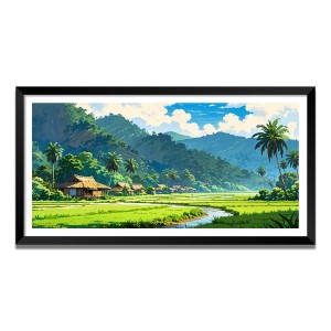 Nature Landscape Floating Frame Scenery Digital Print - (I5830) - 12x24 inch Modern Nature Wall Art for Living Room, Bedroom, Office, Hotels, Drawing Room