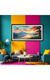 Nature Landscape Floating Frame Scenery Digital Print - (I5767) - 12x24 inch Modern Nature Wall Art for Living Room, Bedroom, Office, Hotels, Drawing Room