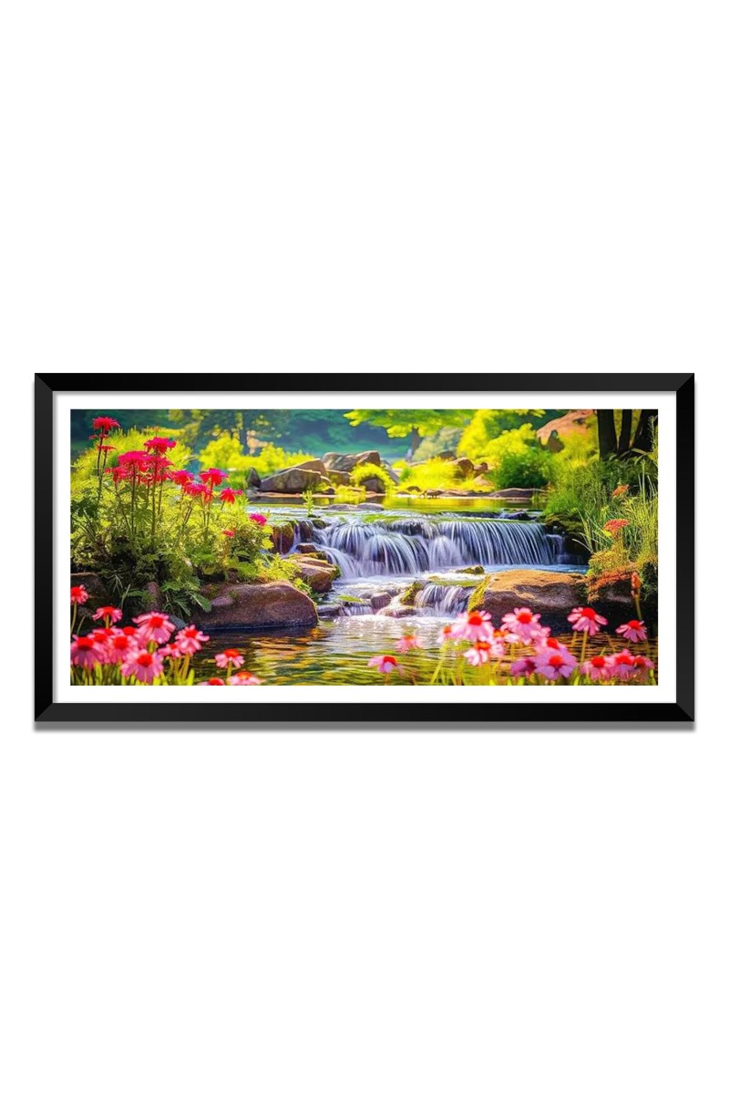 Nature Landscape Floating Frame Scenery Digital Print - (I5819) - 12x24 inch Modern Nature Wall Art for Living Room, Bedroom, Office, Hotels, Drawing Room