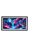 Nature Landscape Floating Frame Scenery Digital Print - (I5891) - 12x24 inch Modern Nature Wall Art for Living Room, Bedroom, Office, Hotels, Drawing Room