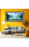 Nature Landscape Floating Frame Scenery Digital Print - (I5743) - 12x24 inch Modern Nature Wall Art for Living Room, Bedroom, Office, Hotels, Drawing Room