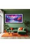 Nature Landscape Floating Frame Scenery Digital Print - (I5691) - 12x24 inch Modern Nature Wall Art for Living Room, Bedroom, Office, Hotels, Drawing Room