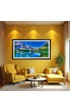 Nature Landscape Floating Frame Scenery Digital Print - (I5852) - 12x24 inch Modern Nature Wall Art for Living Room, Bedroom, Office, Hotels, Drawing Room
