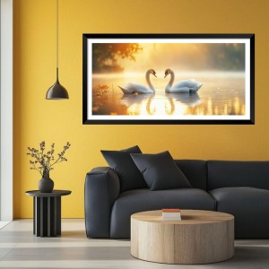 Nature Landscape Floating Frame Scenery Digital Print - (I5683) - 12x24 inch Modern Nature Wall Art for Living Room, Bedroom, Office, Hotels, Drawing Room