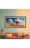 Nature Landscape Floating Frame Scenery Digital Print - (I5546) - 12x24 inch Modern Nature Wall Art for Living Room, Bedroom, Office, Hotels, Drawing Room