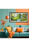 Nature Landscape Floating Frame Scenery Digital Print - (I5907) - 18x36 inch Modern Nature Wall Art for Living Room, Bedroom, Office, Hotels, Drawing Room