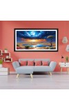 Nature Landscape Floating Frame Scenery Digital Print - (I5670) - 12x24 inch Modern Nature Wall Art for Living Room, Bedroom, Office, Hotels, Drawing Room
