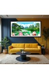Nature Landscape Floating Frame Scenery Digital Print - (I5714) - 12x24 inch Modern Nature Wall Art for Living Room, Bedroom, Office, Hotels, Drawing Room