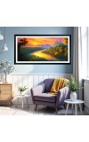 Nature Landscape Floating Frame Scenery Digital Print - (I5612) - 12x24 inch Modern Nature Wall Art for Living Room, Bedroom, Office, Hotels, Drawing Room