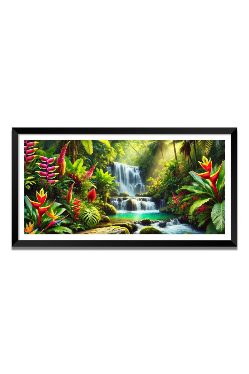 Nature Landscape Floating Frame Scenery Digital Print - (I5790) - 12x24 inch Modern Nature Wall Art for Living Room, Bedroom, Office, Hotels, Drawing Room