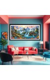 Nature Landscape Floating Frame Scenery Digital Print - (I5728) - 12x24 inch Modern Nature Wall Art for Living Room, Bedroom, Office, Hotels, Drawing Room