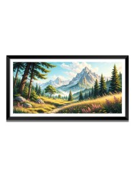 Nature Landscape Floating Frame Scenery Digital Print - (I5802) - 12x24 inch Modern Nature Wall Art for Living Room, Bedroom, Office, Hotels, Drawing Room